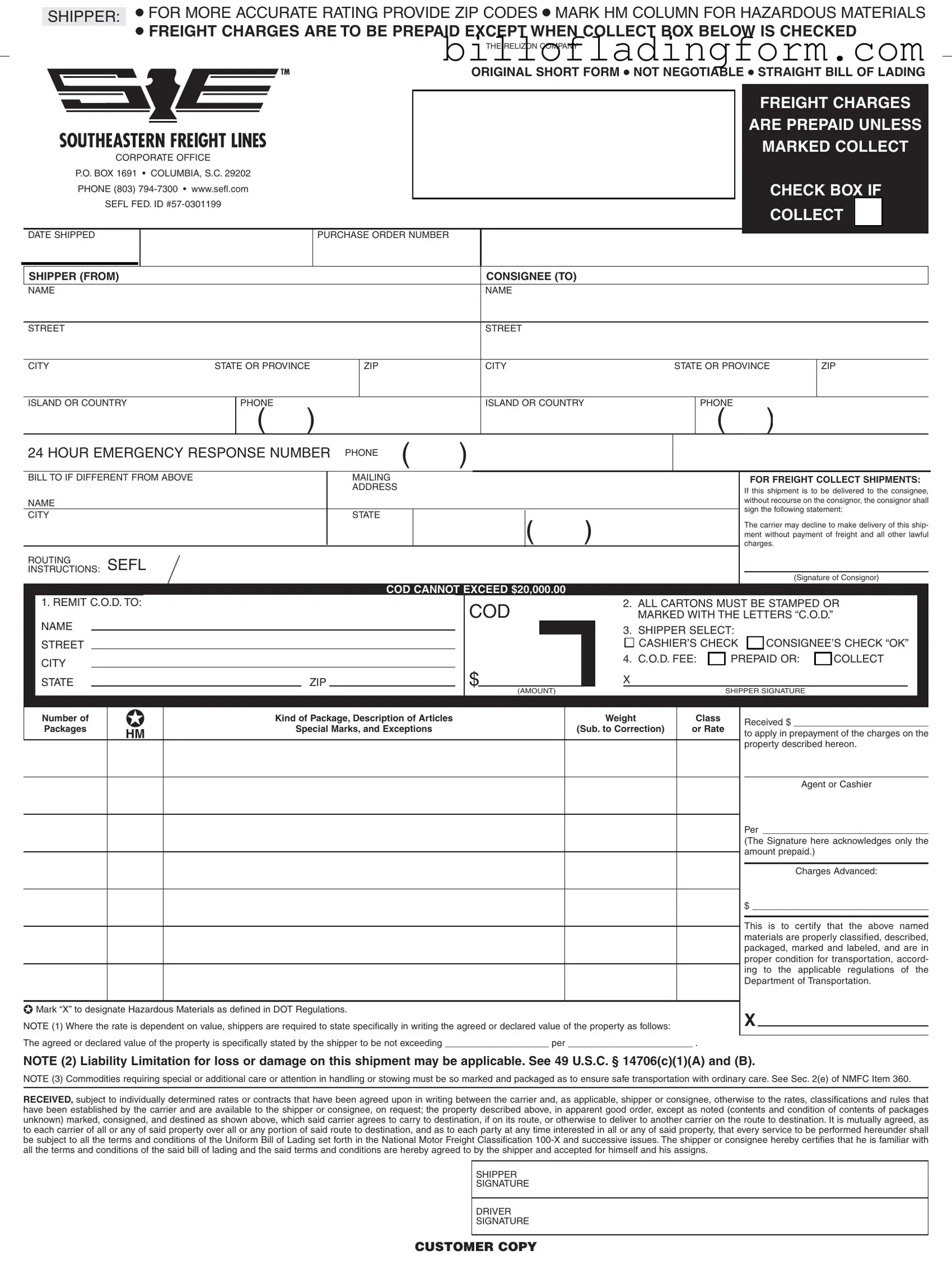 Fill Out a Valid Standard Truckload Bill Of Lading Template