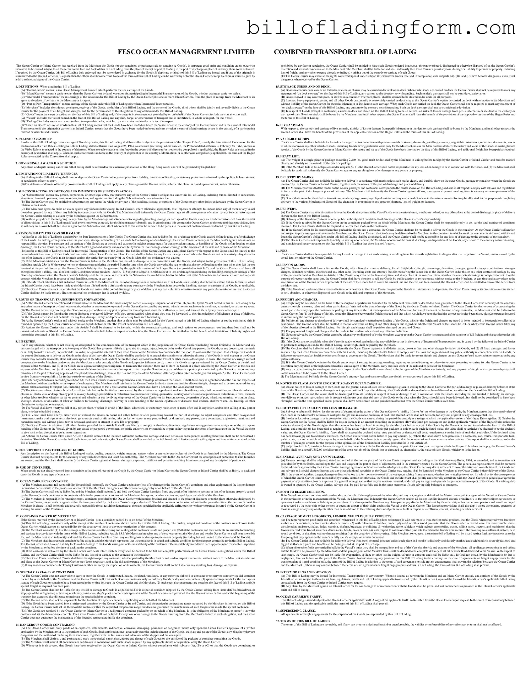 Fill Out a Valid The Front And Back Of A Bill Of Lading Template