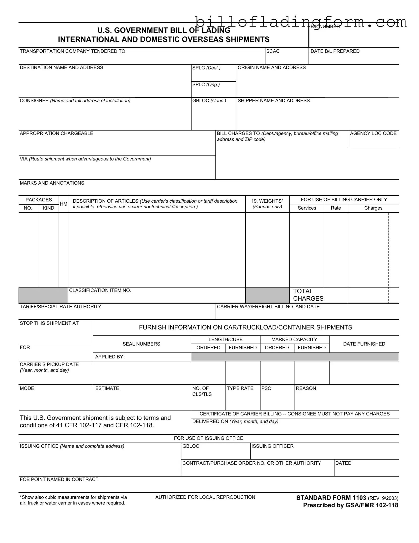 Fill Out a Valid Us Bill Of Lading Template